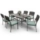 PamaPic Brown 7-Piece PE Wicker Outdoor Dining Set with Green Cushions