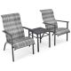 Gymax 3-Piece Rattan Bistro Chair Set Patio Furniture Set W/Table Mix Gray