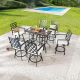 Patio Festival 8-Piece Metal Bar Height Outdoor Dining Set with Beige Cushions