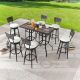 Patio Festival 8-Piece Wicker Bar Height Outdoor Dining Set with Beige Cushions
