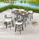 Patio Festival 6-Piece Metal Bar Height Outdoor Dining Set with Beige Cushions