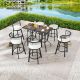 Patio Festival 8-Piece Metal Bar Height Outdoor Dining Set with Beige Cushions