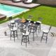 Patio Festival 8-Piece Wicker Bar Height Outdoor Dining Set with Beige Cushions