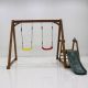 TIRAMISUBEST Wood Outdoor Kids Backyard Playset Swing Set with Slide