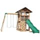 Backyard Discovery Lightning Ridge All Cedar Wooden Swing Set Playset with Swings, Wave Slide, and Rock Climbing Wall