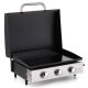 PHI VILLA 3-Burner Propane Gas Griddle in Black with Hard Cover Hood and Propane Adapter Hose in 2-Size