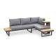 GREEMOTION Samara Black Metal and Teak Outdoor Modular Sectional Set with Gray Cushions