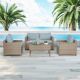 TK CLASSICS Maui 5-Piece Metal Patio Conversation Set with Sky Blue Cushions