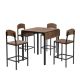 myhomore 5-Pieces Plastic Farmhouse Black Brown Counter Height Dining Table Set