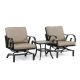 Unbranded Dali 3-Piece Metal Patio Conversation Set with Beige Cushions And Rocking Chairs