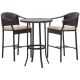 JUSKYS Brown 3-Piece Wicker Outdoor Bistro Set Height Bar Stools with Tan Cushions and Round Metal Top Table