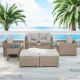 TK CLASSICS Maui 8-Piece Wicker Patio Conversation Set with Hazel Cushions