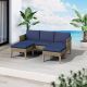 TK CLASSICS Isla 3-Piece Wicker Patio Conversation Set with Cobalt Blue Cushions
