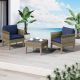 TK CLASSICS Isla 3-Piece Wicker Patio Conversation Set with Cobalt Blue Cushions