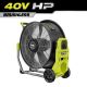 RYOBI 40V HP Brushless Cordless Hybrid WHISPER SERIES 20 in. Air Cannon Fan (Tool Only)