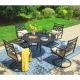 PHI VILLA 5-Piece Metal Outdoor Dining Set with Beige Cushions and Swivel Dining Chairs