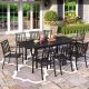 PHI VILLA 9-Piece Metal Outdoor Patio Dining Set with Extendable Table
