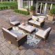 PHI VILLA Brown Wicker Rattan 8 Seat 8-Piece Steel Patio Outdoor Sectional Set with Beige Cushions and 2 Ottomans