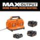 RIDGID 18V Lithium-Ion MAX Output 6.0 Ah, MAX Output 4.0 Ah, and MAX Output 2.0 Ah Batteries with 18V 6-Port Sequential Charger AC84002460SB-AC86096
