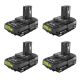 RYOBI ONE+ 18V Lithium-Ion 2.0 Ah Compact Battery (4-Pack)