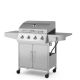 Clihome 50000 BTU 5-Burner Stainless Steel Propane Gas Grill in Silver with Side Burner, 4 wheels and 2 Prep Tables