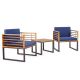 Costway 3-Pieces Acacia Wood Outdoor Bistro Patio Conversation Set Table and Chair with Navy Cushion