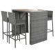 maocao hoom 5-Piece Gray Wicker Outdoor Dining Bar Set with Non-Slip Fee, Fixed Rope and Removable Gray Cushion
