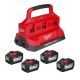 Milwaukee M18 18V Lithium-Ion PACKOUT 6-Port Rapid Charger w/ (4) 12Ah HIGH OUTPUT Batteries