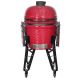 Kalamera 21 in. Kamado Ceramic Charcoal Grill in Red with Cart and Side-Wings