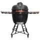 Kalamera 24 in. Kamado Ceramic Charcoal Grill in Black with Cart and Side-Wings