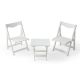 myhomore HIPS Foldable Small Table and Chair Set with 2 Chairs and Rectangular Table White/Teak