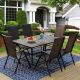 PHI VILLA 7-Piece Metal Patio Outdoor Dining Set with Folding Reclining Rattan Chairs