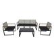 Kinger Home 4-Pieces Outdoor Patio Furniture Set for 5, Aluminum Frame with Rattan Wicker and Cushions, Grey/Black
