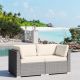 JOYSIDE 2-Piece Wicker Outdoor Patio Furniture Sectional Conversation Set with Beige Cushion