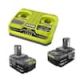 RYOBI ONE+ 18V Dual-Port Simultaneous Charger with ONE+ 18V 4.0 Ah Lithium-Ion Battery (2-Pack) PCG005-PBP2005