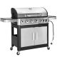 PHI VILLA 6-Burner Propane Gas Grill in Stainless Steel with Side Burner Hose and Regulator