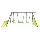 Tidoin Six Function Metal Outdoor Swing Set with Slide, Basketball Hoop