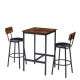 WELLFOR 3-Piece Metal Frame Outdoor Dining Set-Rustic Brown