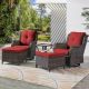 Gymojoy Carolina Brown 5-Piece Wicker Patio Conversation Set with Red Cushions
