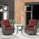 Gymojoy Carolina Gray 3-Piece Wicker Patio Conversation Deep Seating Set with Olefin Red Cushions