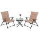 NICE C 3-Piece Outdoor Dining Set, Power-Coated Metal Frame, Outdoor Bistro Set, with Cushioned Chairs Tempered-Glass Table