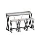 Tatayosi Modern Design Kitchen Dining Table, Pub Table with X-Shaped Table Legs, Long Dining Table Set with 3 Stools, Gray