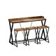 Tatayosi Modern Design Kitchen Dining Table, Pub Table with X-Shaped Table Legs, Long Dining Table Set with 3 Stools, Natural
