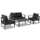 Karl home Dark Gray 4-Piece Aluminum Patio Conversation Set with Dark Gray Cushions