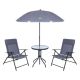 NICE C 4-Piece Patio Table and Chairs, 1 Glass Table, 2 Folding Chairs and Tilt Umbrella Patio Set (Grey)