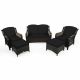 WELLFOR 5-Piece Wicker Patio Conversation Set with Black Cushion and Ottoman