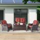 Gymojoy Carolina 4-Piece Wicker Patio Conversation Set with Red Cushions