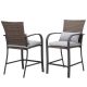 Runesay Retro 3 -Piece Wicker Metal Outdoor Bistro Set Seating Group with Grey Cushion
