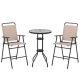 Costway 3-Piece Outdoor Bistro Set Folding Chairs Round Bar Table with 1.6 in. Umbrella Hole Yard
