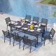 PHI VILLA Elegant 9-Piece Metal Rectangle Outdoor Dining Set with Stackable Dining Chairs